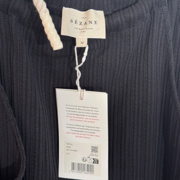 NWT Sezane Jill top - Black - Size M - Picture 4 of 5